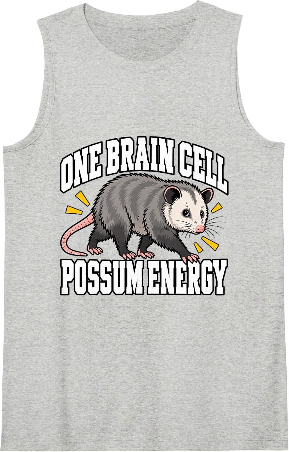 Opossum One Brain Cell Possum Energy Possum Funny Sarcastic Sleeveless Tank Top - Heather Grey