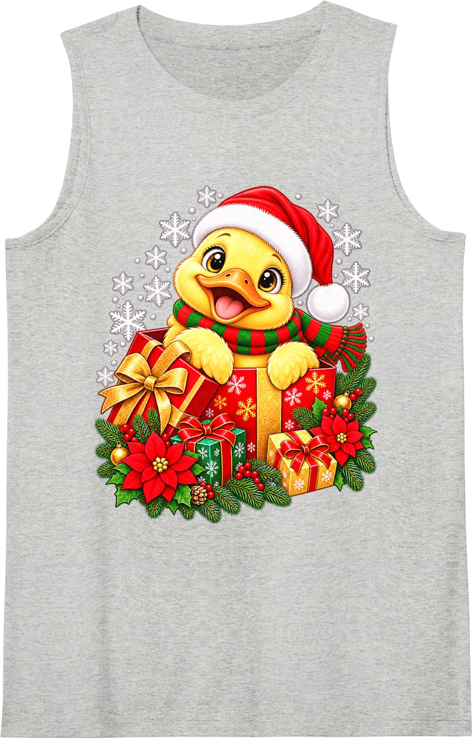 Cute Christmas Donkey Santa Hat Winter Holiday Sleeveless Tank Top - Heather Grey