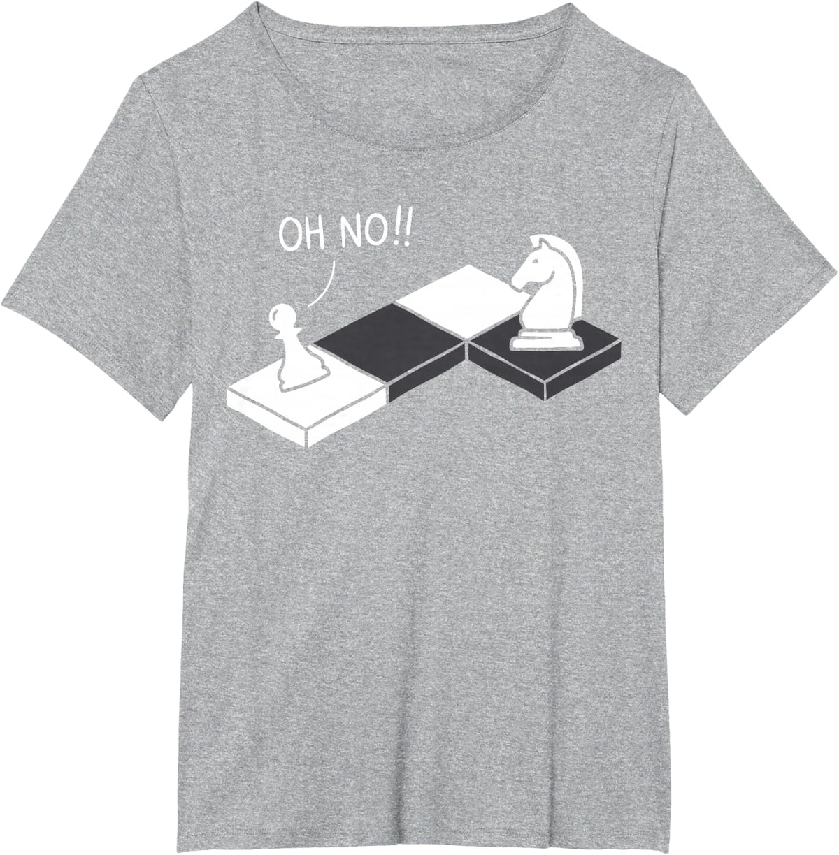 Oh No Chess Knight Pawn Funny Chess Player Board Game Tee T-Shirt - Heather Grey
