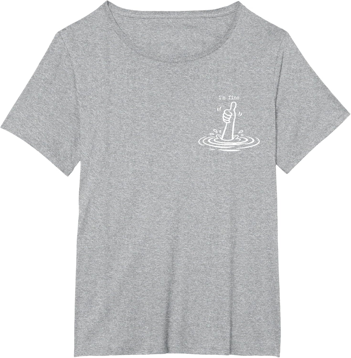 I'm Fine Minimalist Thumbs Up Sarcastic Stress Humor Graphic T-Shirt - Heather Grey