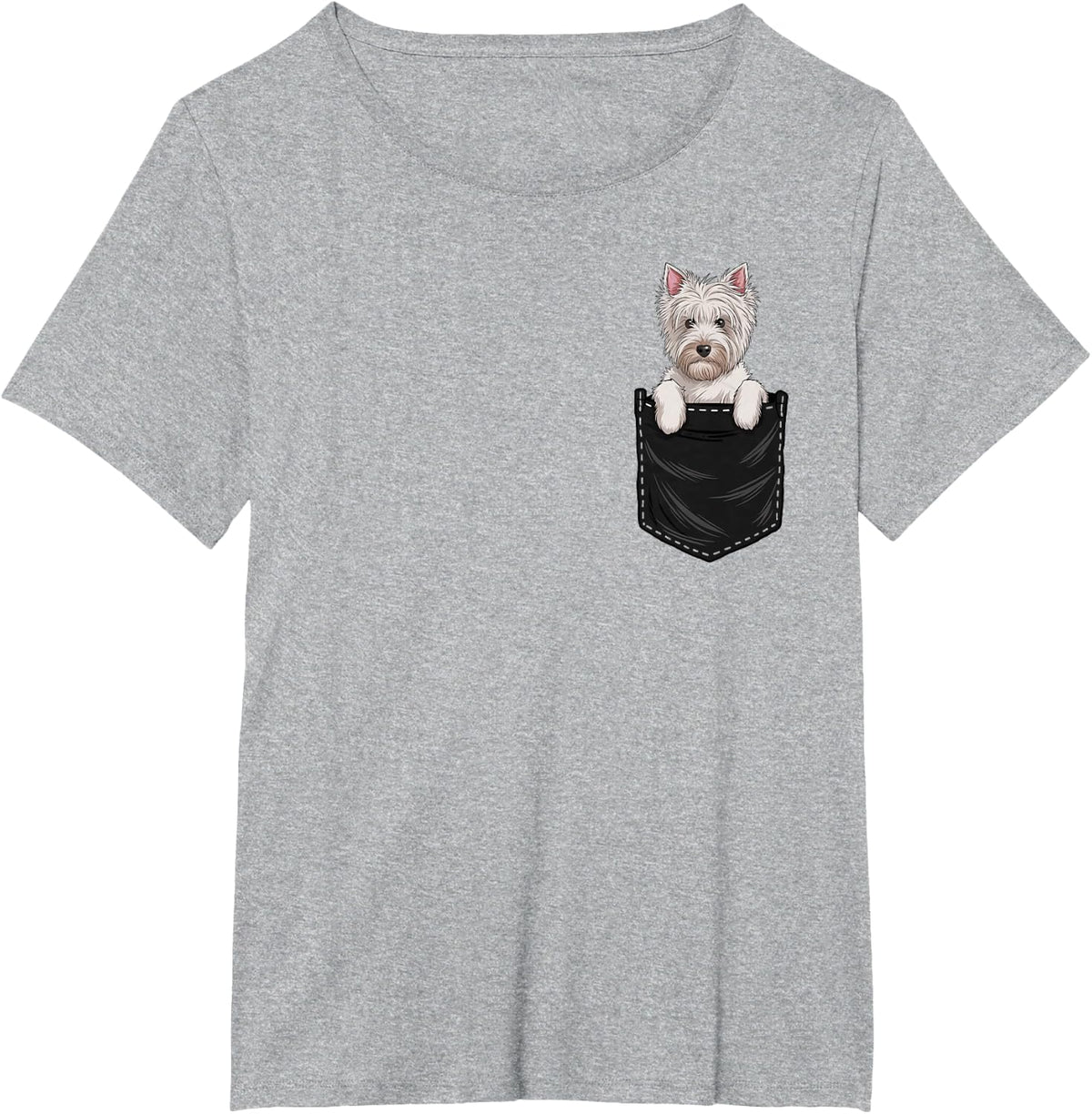Funny West Highland White Terrier Westie In Pocket Dog Mom Men Women Girls Kids T-Shirt - Heather Grey
