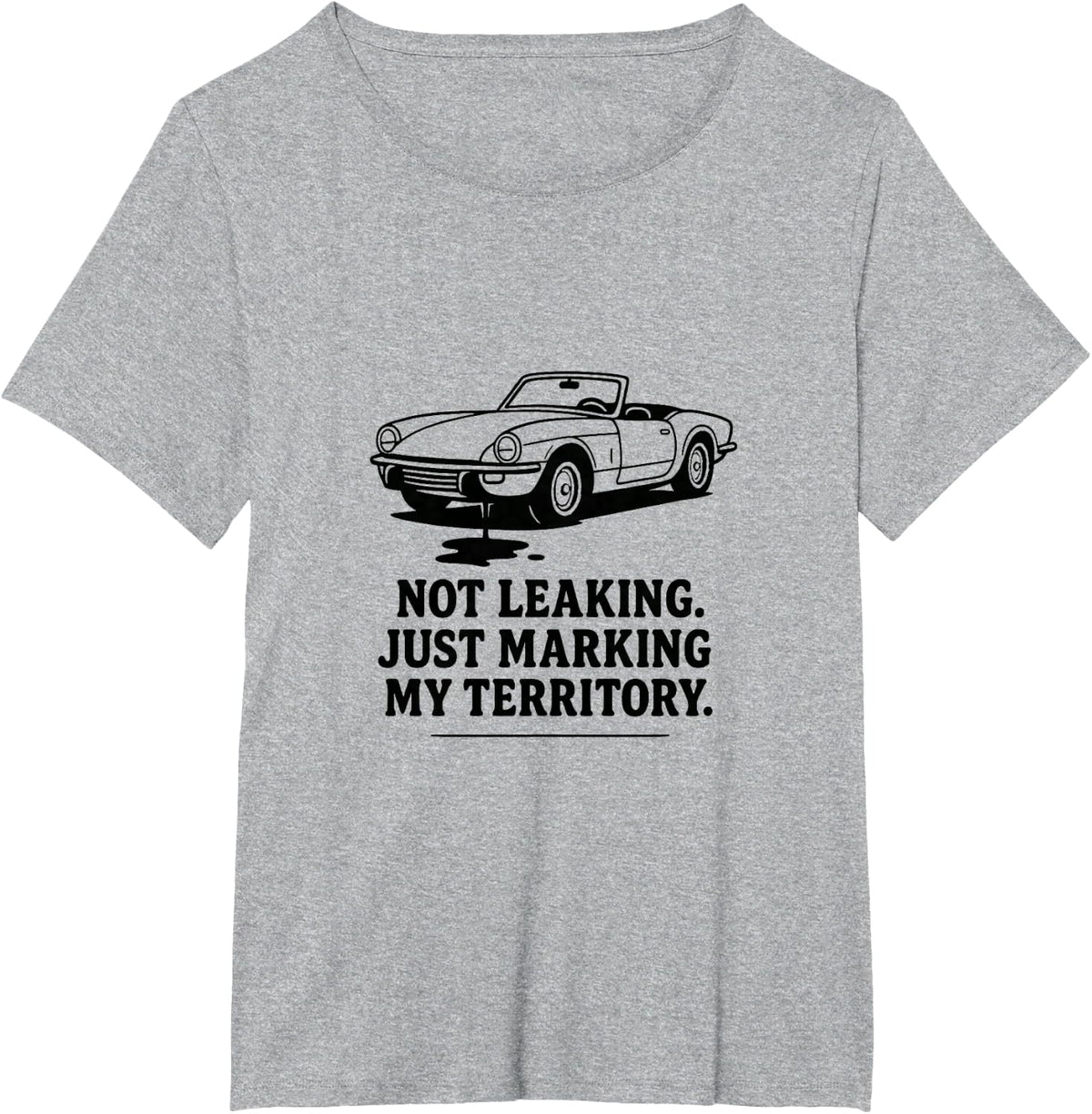Classic British Roadster - Funny British Car Oil Leak Design T-Shirt - Heather Grey