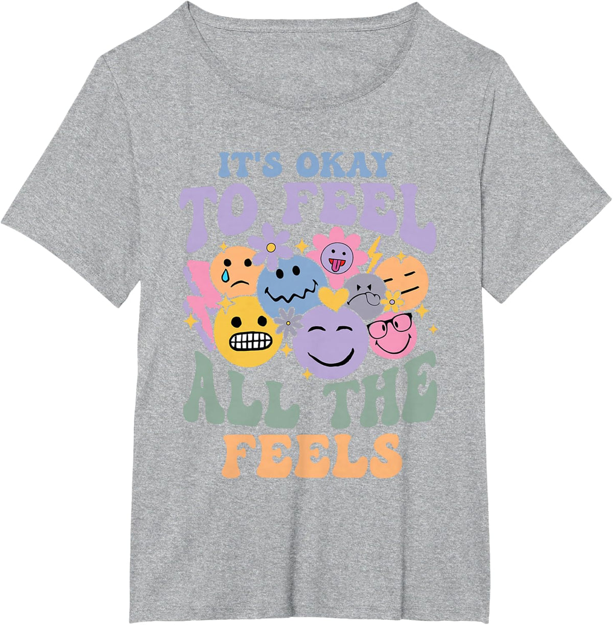 It's Ok To Feel All The Feels Mental Health Matters Kids T-Shirt - Heather Grey