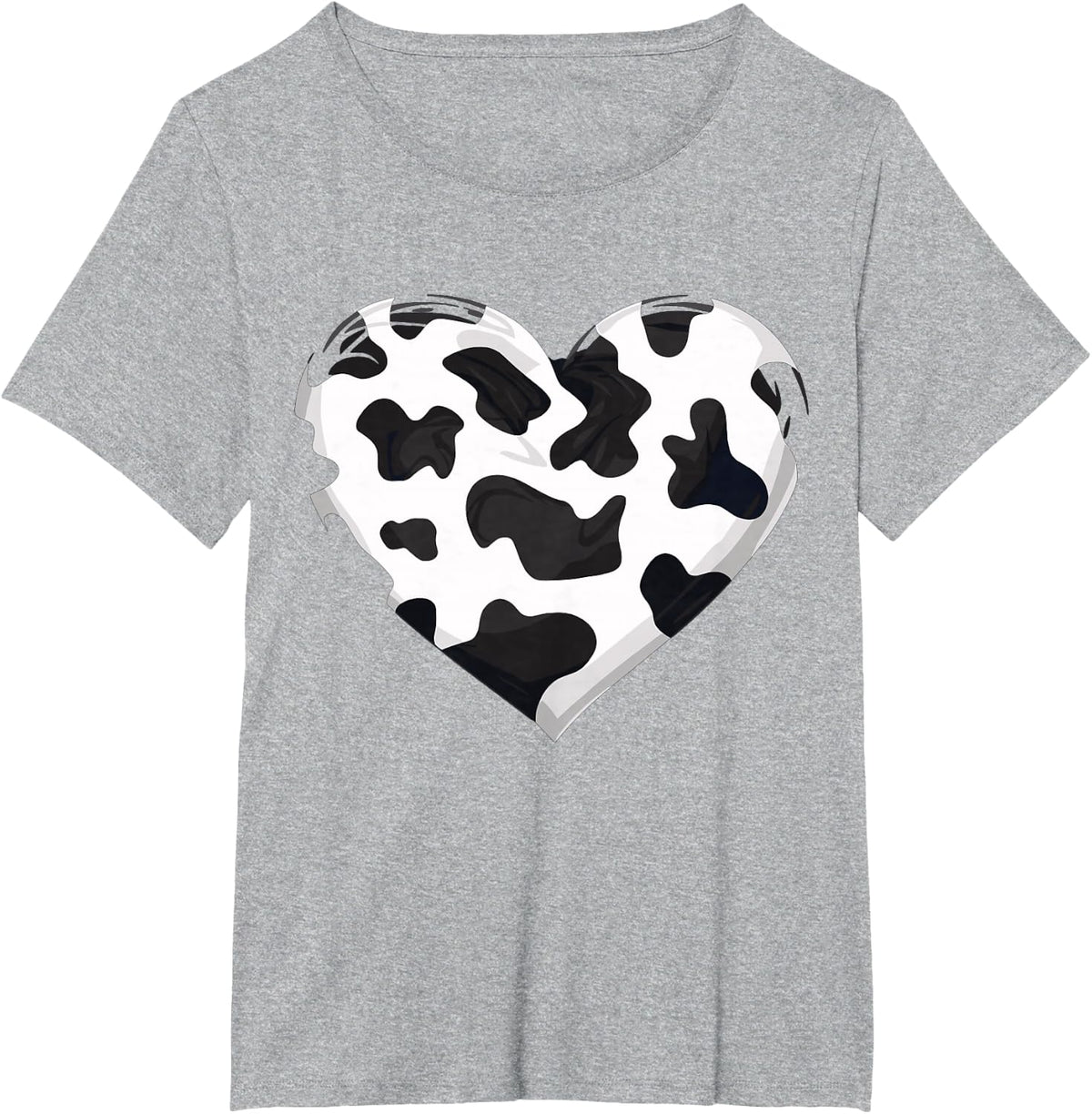 Cow Print Heart T-Shirt - Heather Grey