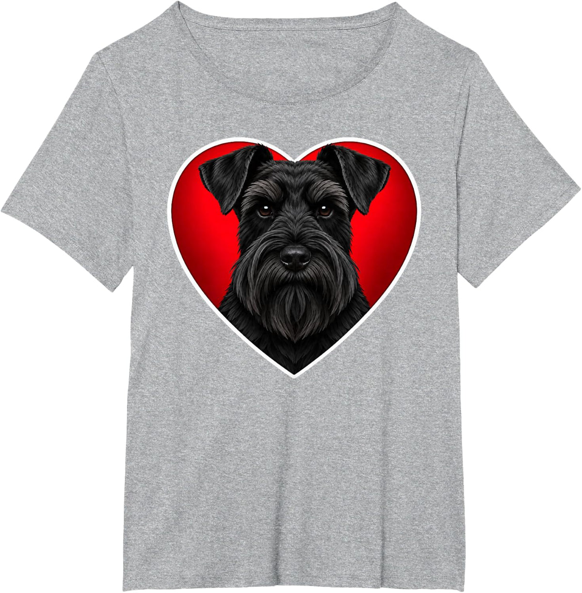 Black Miniature Schnauzer Heart T-Shirt - Heather Grey