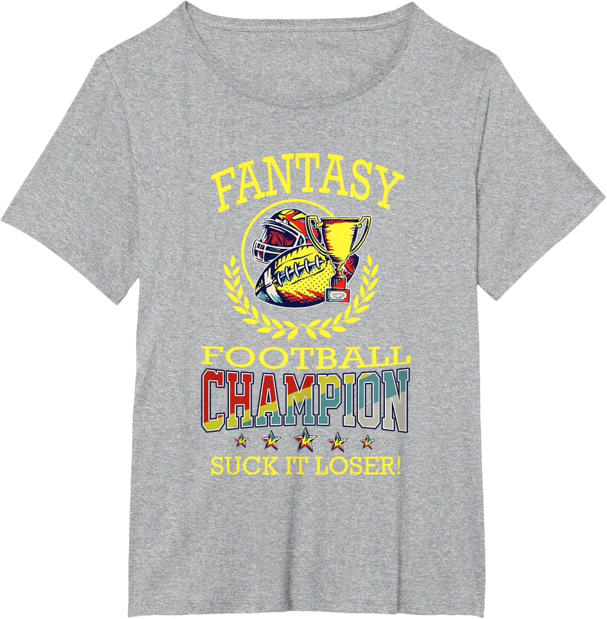 Fantasy Football Player Gift & Shirts Fantasy Football Champion T-Shirt - Black, Unisex, Short Sleeve, Letter Print, Crew