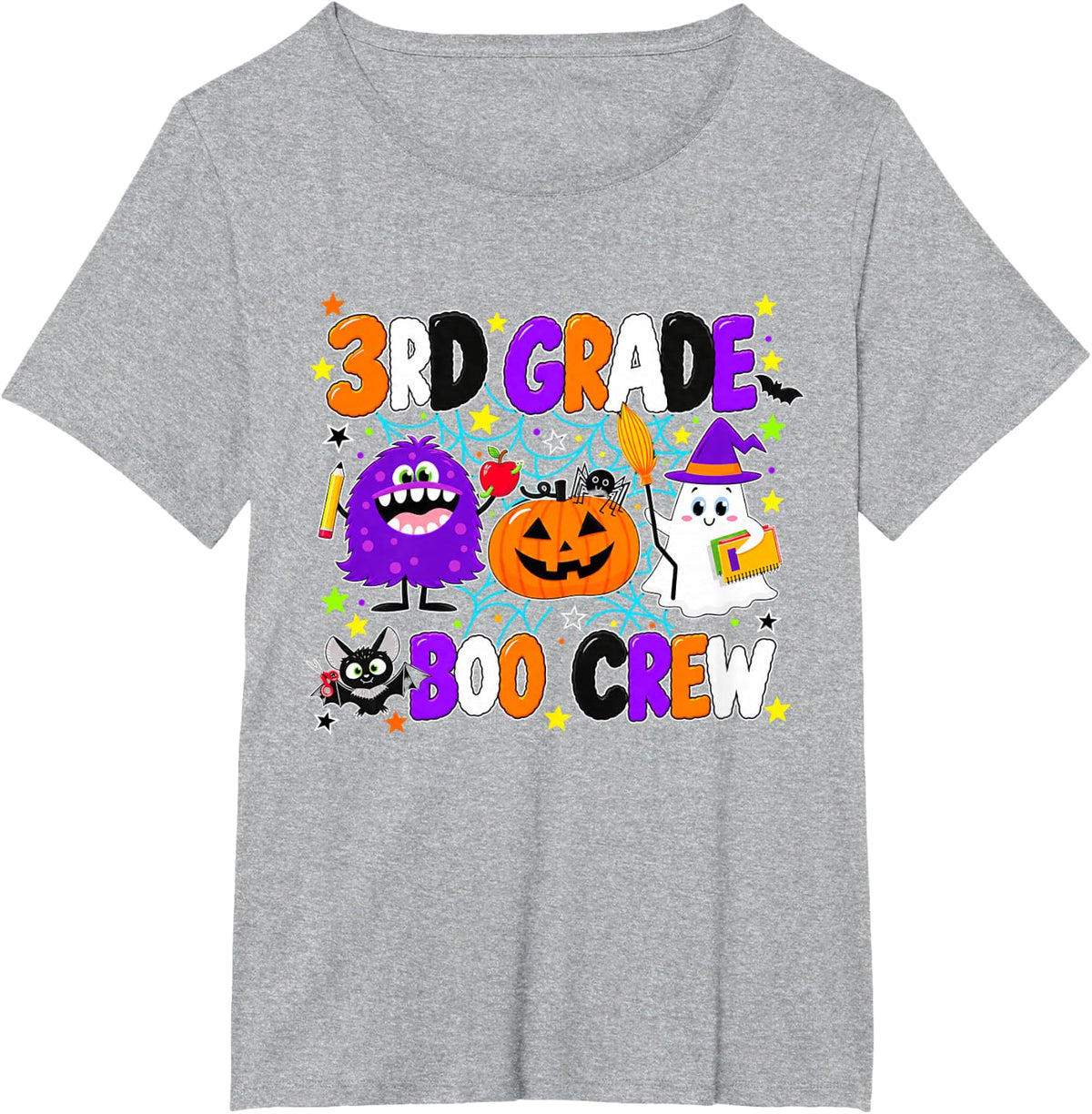 3rd Grade Kids Halloween Costume 3rd Grade Boo Crew Matching T-Shirt - Heather Grey