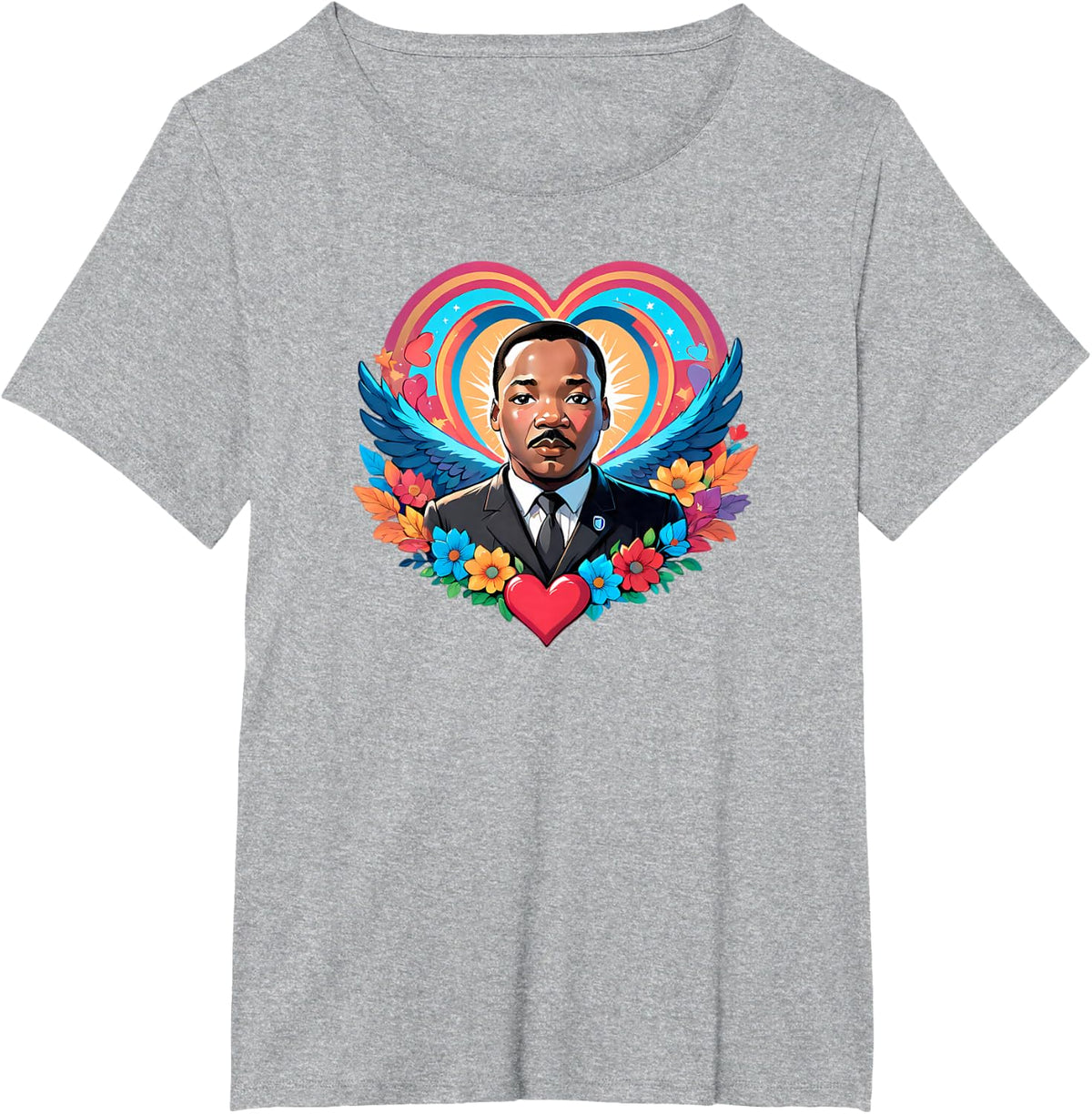 Martin Luther King Jr. Heart - Love, Unity, and Justice T-Shirt - Heather Grey