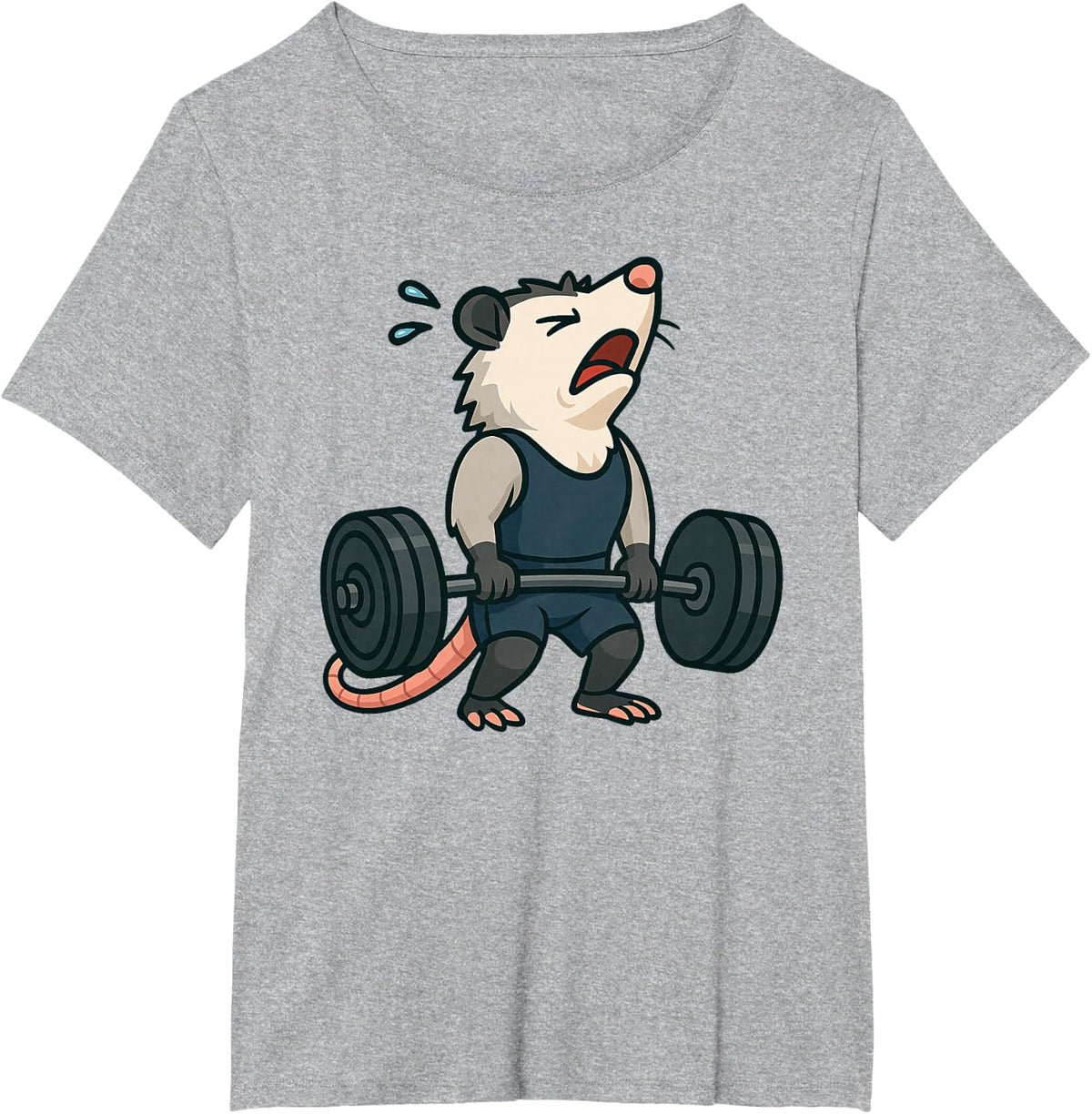 Funny Opossum Workout Gym Fitness Weightlifting Deadlift T-Shirt - Heather Grey