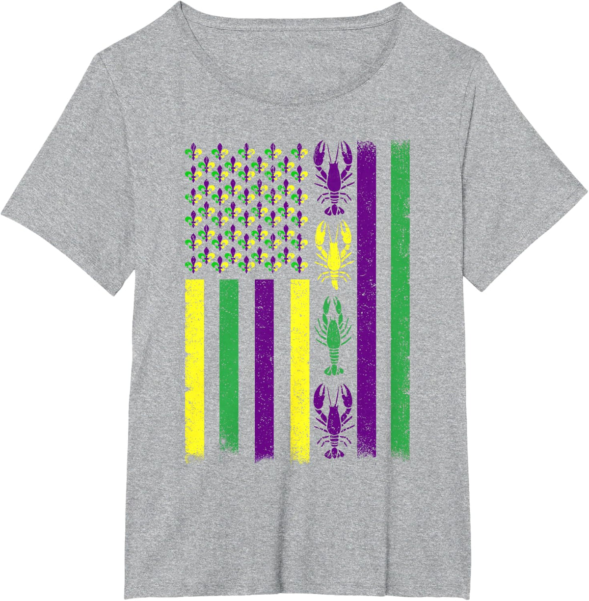 Mardi Gras Crawfish USA American Flag Men Women Kid Outfit T-Shirt - Heather Grey