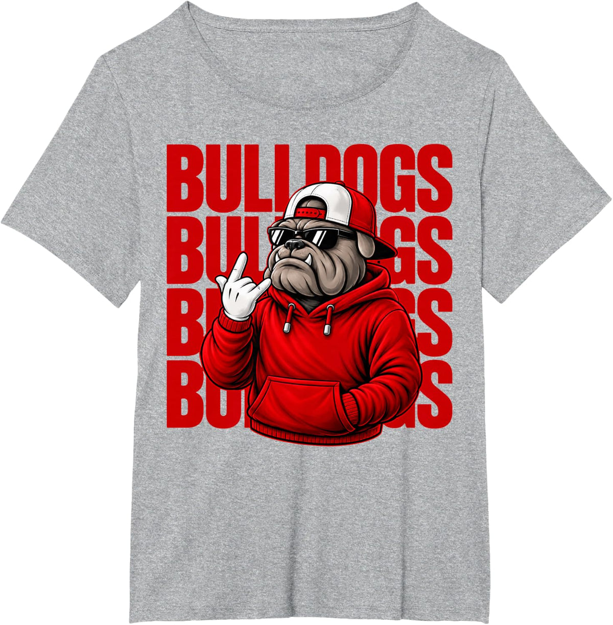 Funny Retro Bulldogs Boys Women Men Girls Kids Teen Youth T-Shirt - Heather Grey