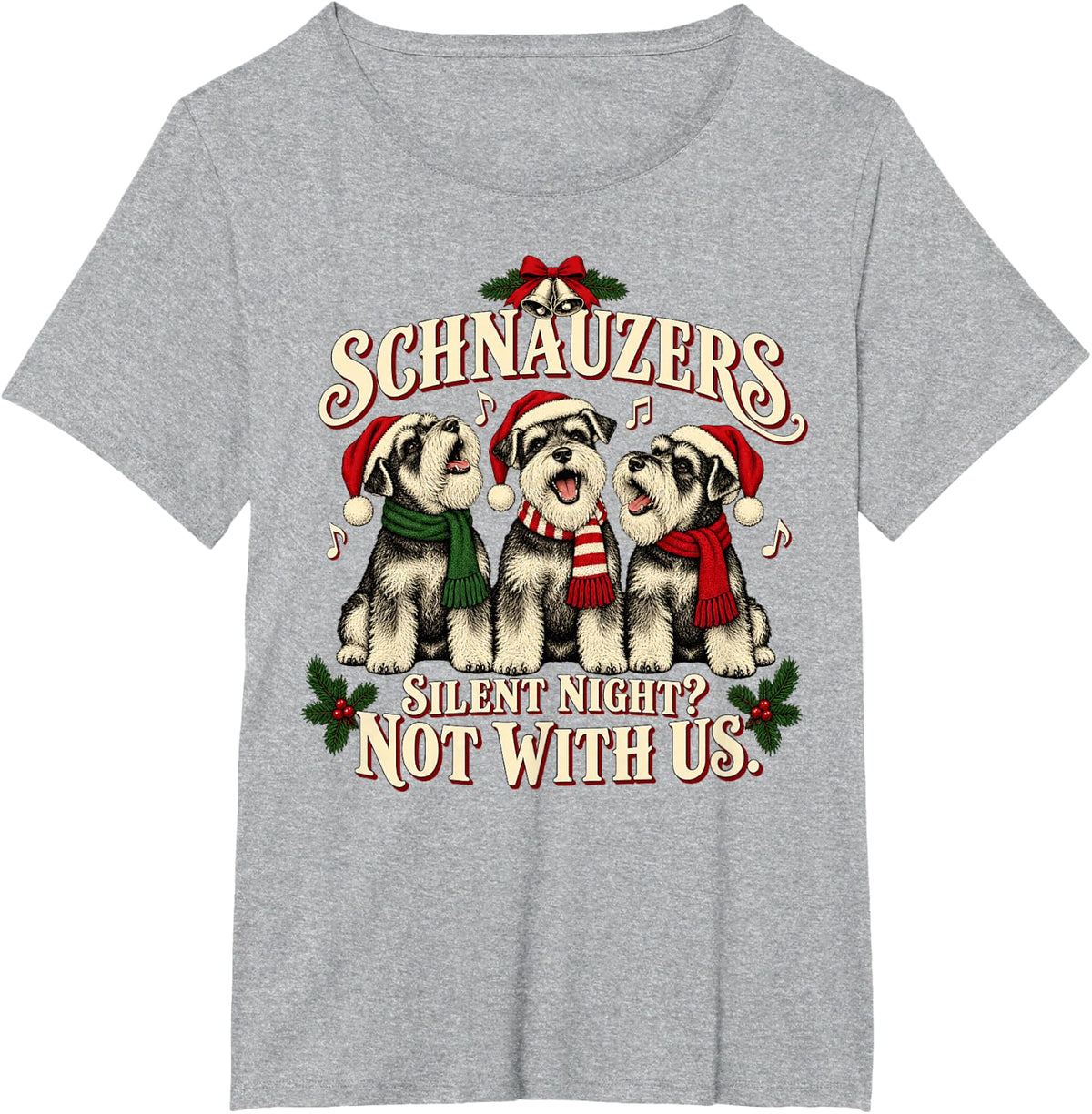 Miniature Schnauzer Xmas Cute Schnauzer Dog Choir T-Shirt - Heather Grey