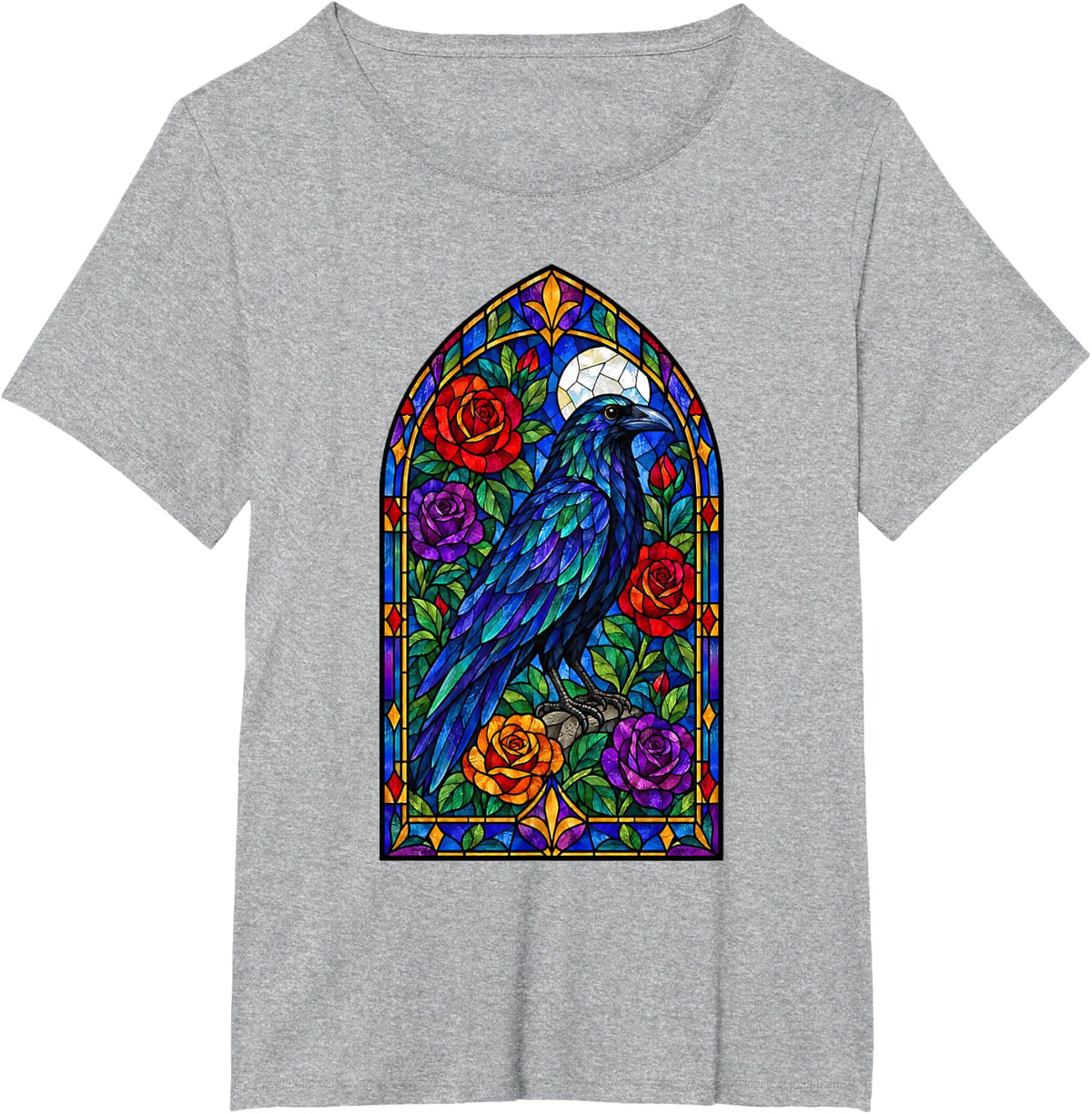 Mosaic and Moon - Raven T-Shirt - Heather Grey