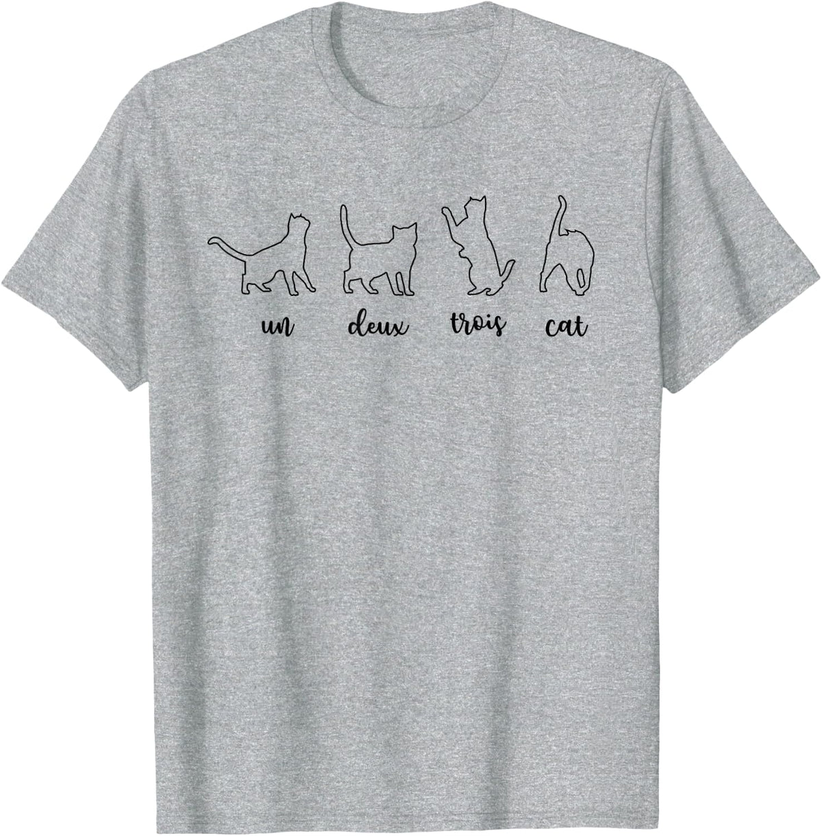 Un Deux Trois Cat Funny French Womens Kids T-Shirt - Heather Grey
