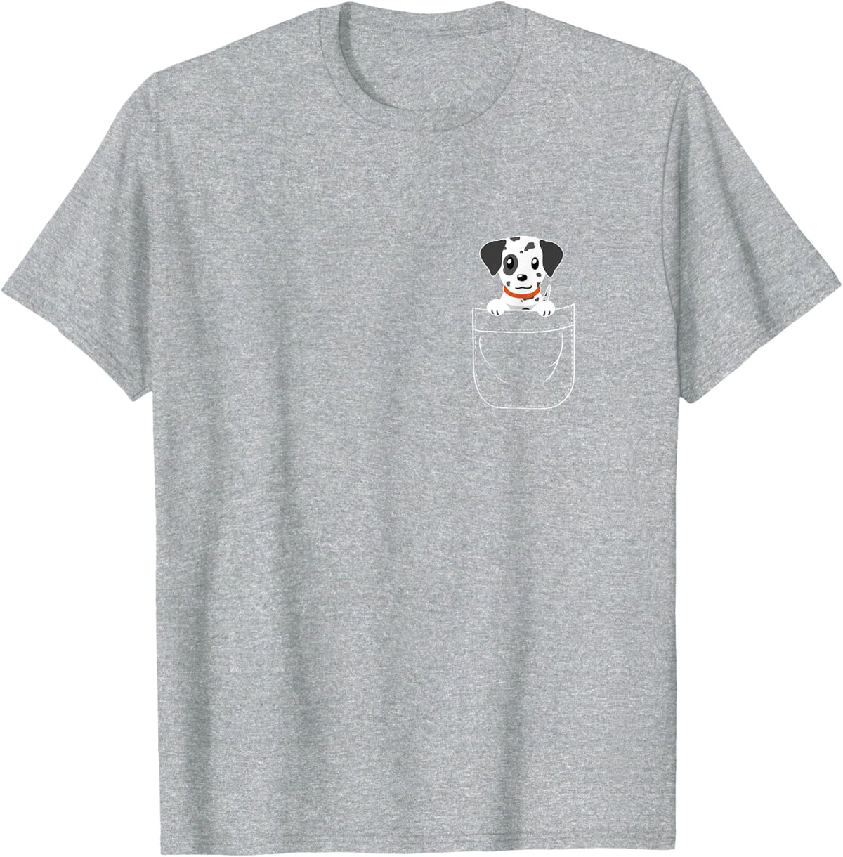 Cute Dalmatian Dog in Pocket T-Shirt - Heather Grey
