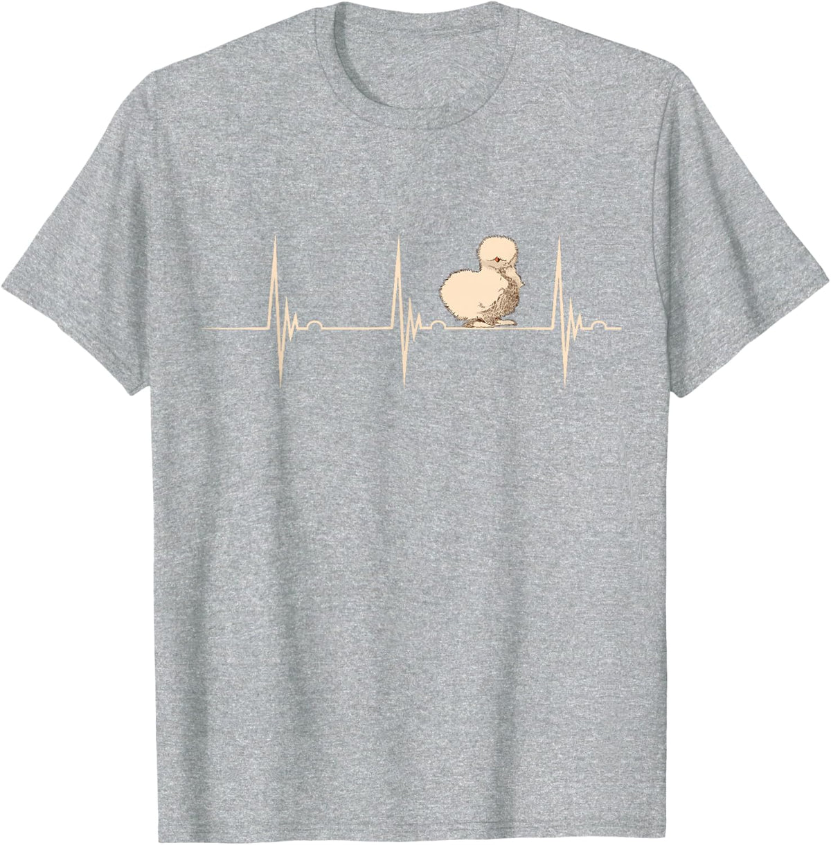 Silkie Chicken Lover Heartbeat EKG Pulse Silkie Chicken T-Shirt - Heather Grey