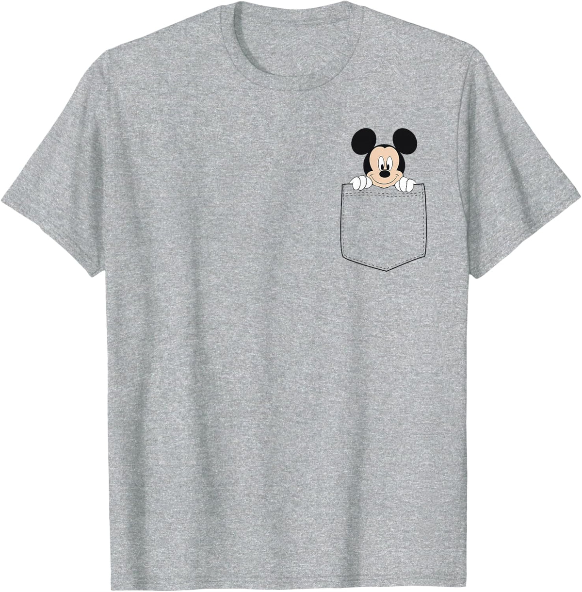 Disney Adult Classic Fit Mickey Mouse T-Shirt - Blue Cotton Crew Neck, ODNY-2045 - Heather Grey