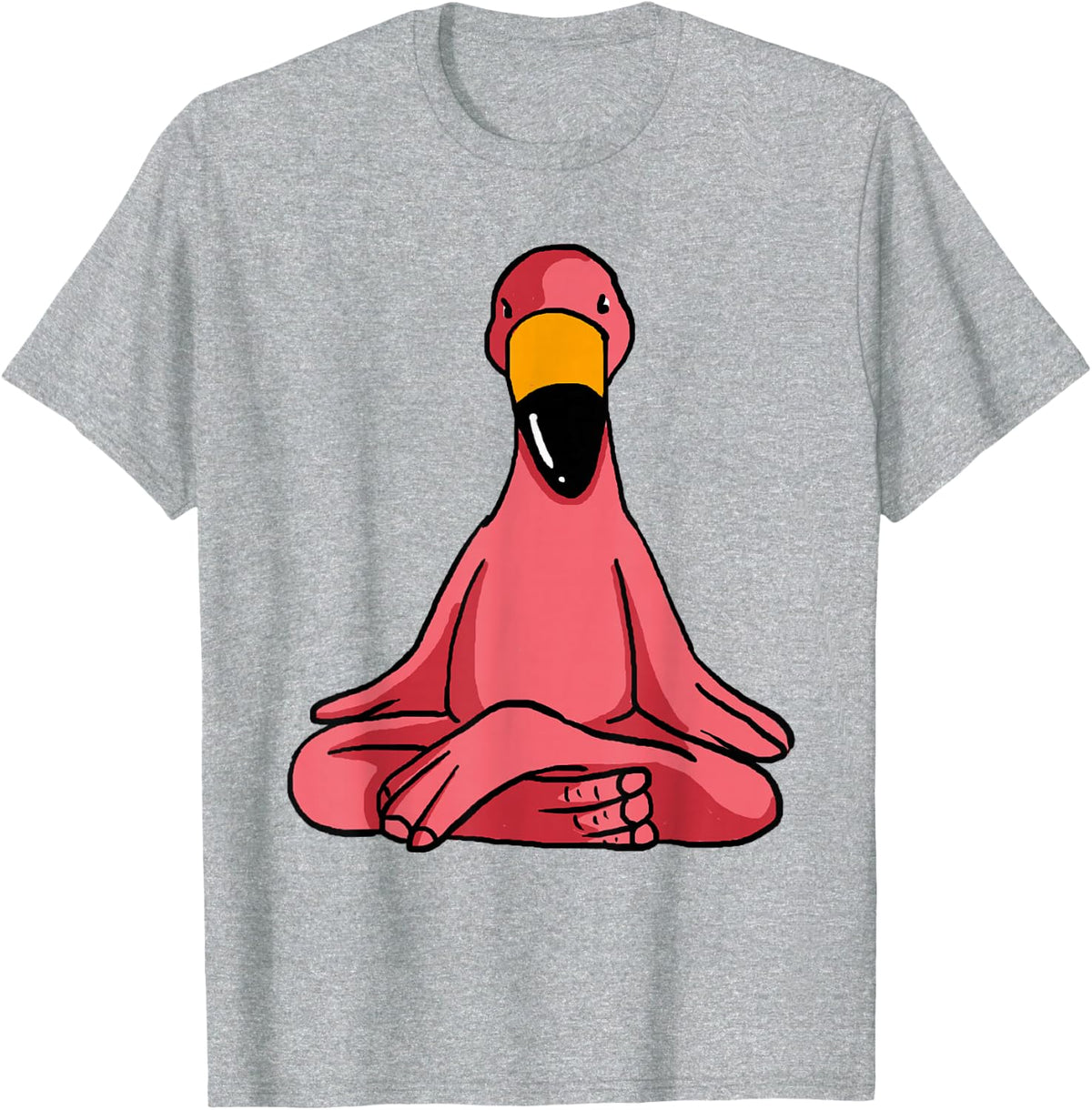 Cute Yoga Flamingos Funny Pink Water Bird Meditation Lovers T-Shirt - Heather Grey