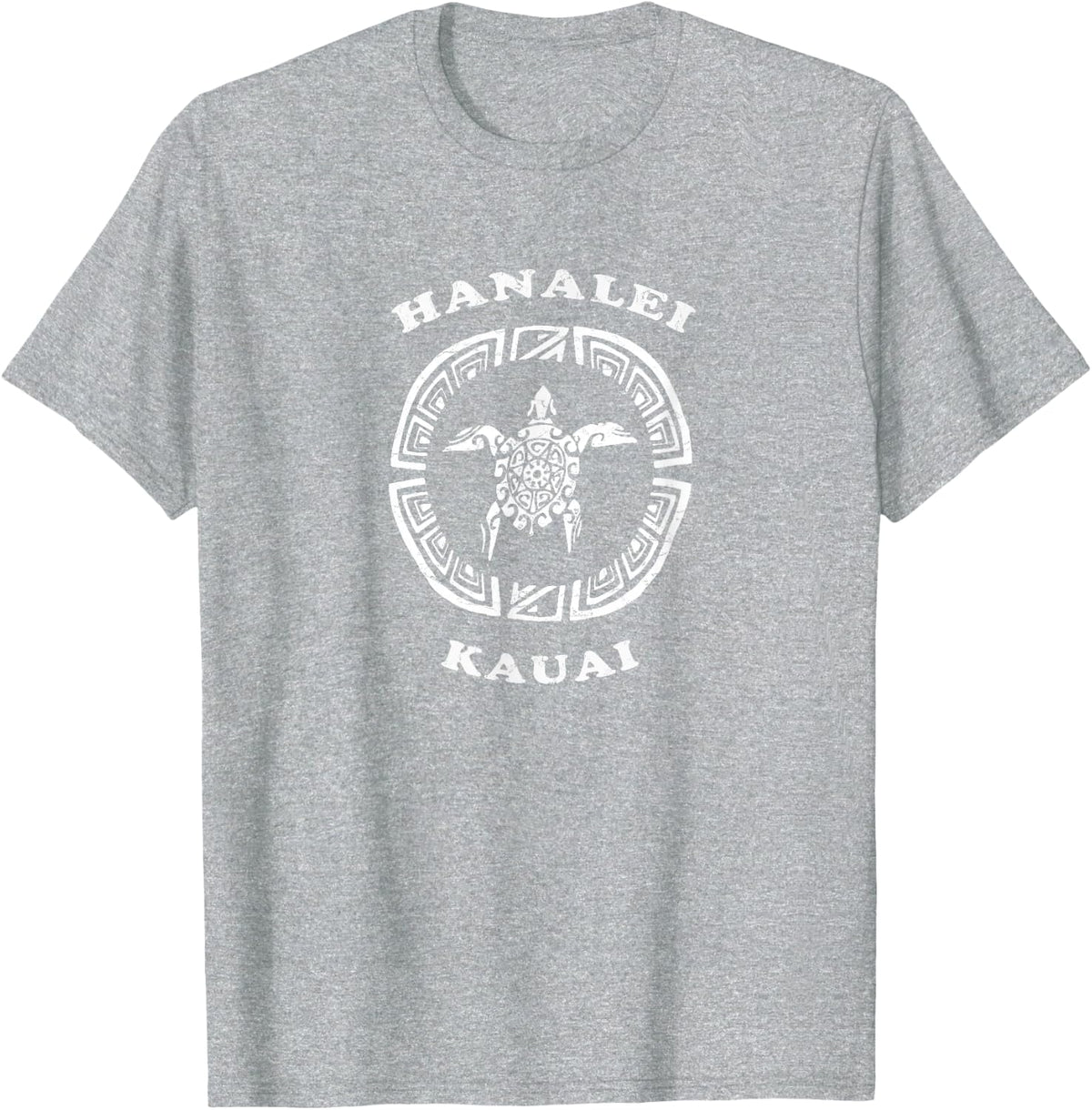 Hanalei Kauai Vintage Retro Tribal Sea Turtle T-Shirt - Heather Grey