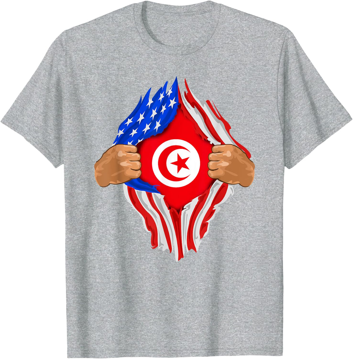 Tunisian Blood Inside Me | Tunisia Flag Gift T-Shirt - Heather Grey