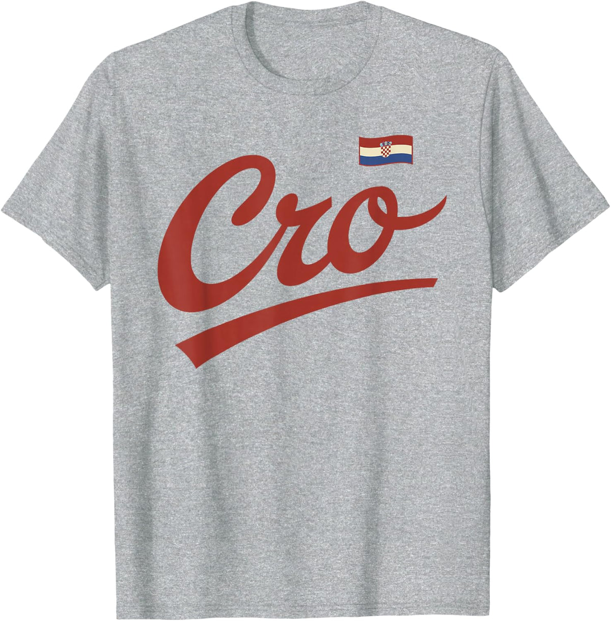 Croatia Vintage Script Fan T-Shirt - Heather Grey