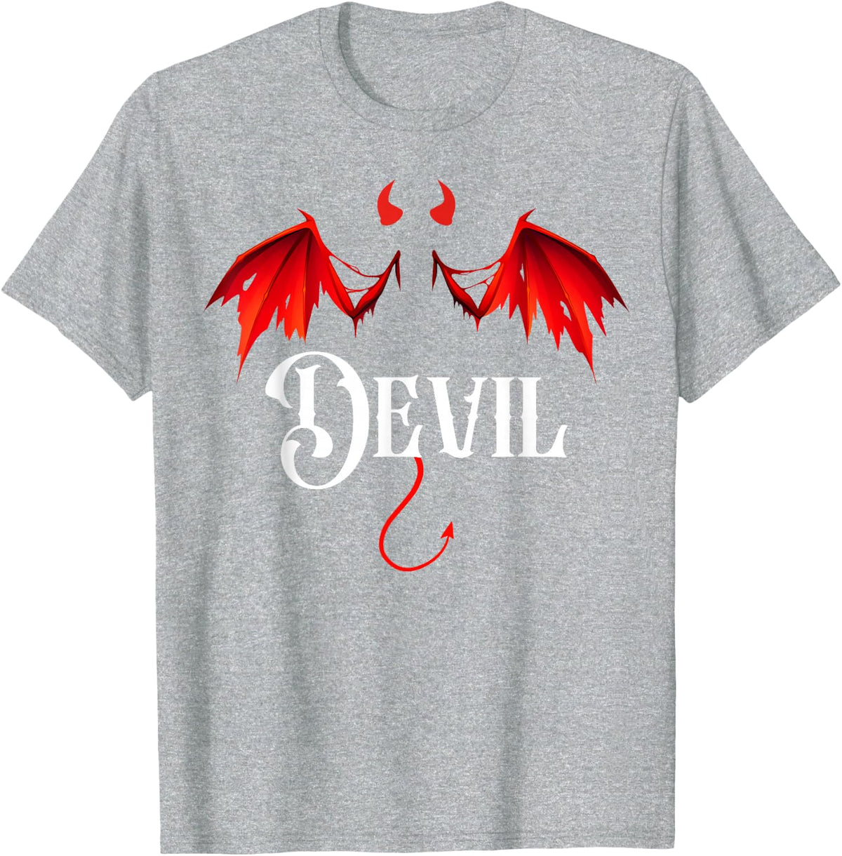 Devil Halloween Matching Couple T-Shirt - Heather Grey