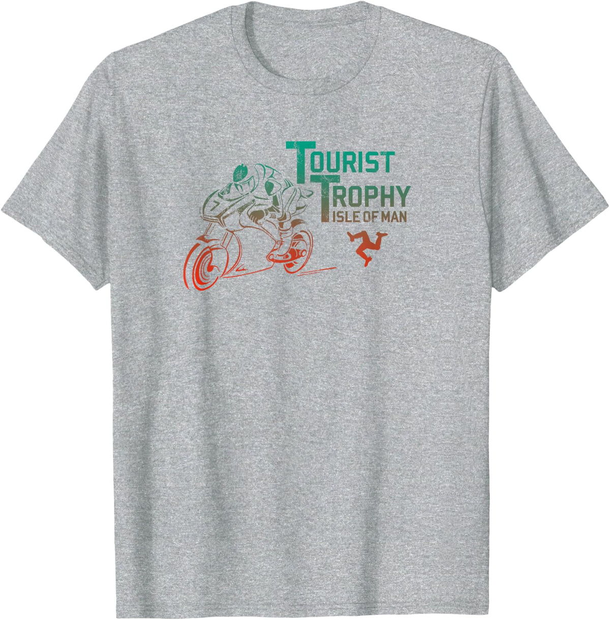 Isle of Man TT Race Tourist Trophy Retro Manx Road Race T-Shirt - Heather Grey