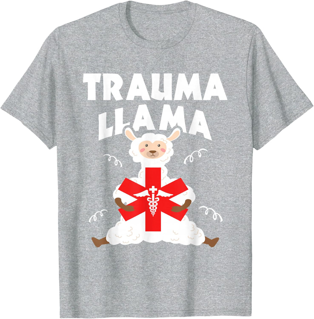 Trauma Llama - Funny EMT EMS Paramedic T-Shirt - Heather Grey