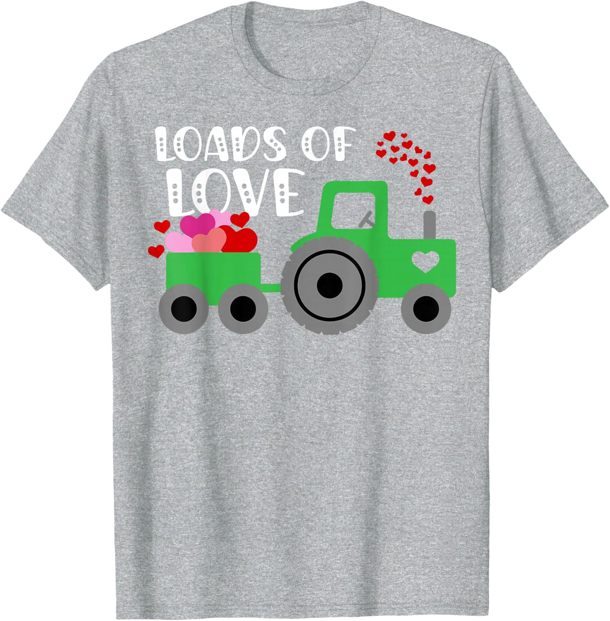 Loads Of Love Valentines Day Tractor T-Shirt - Heather Grey