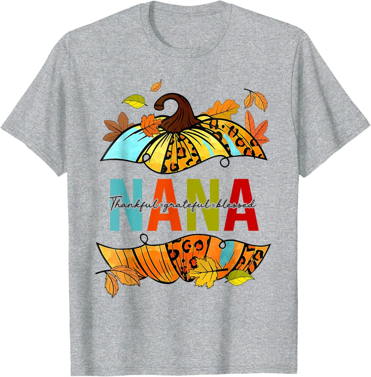 Leopard Pumpkin Fall Autumn Thanksgiving Nana Women T-Shirt - Heather Grey