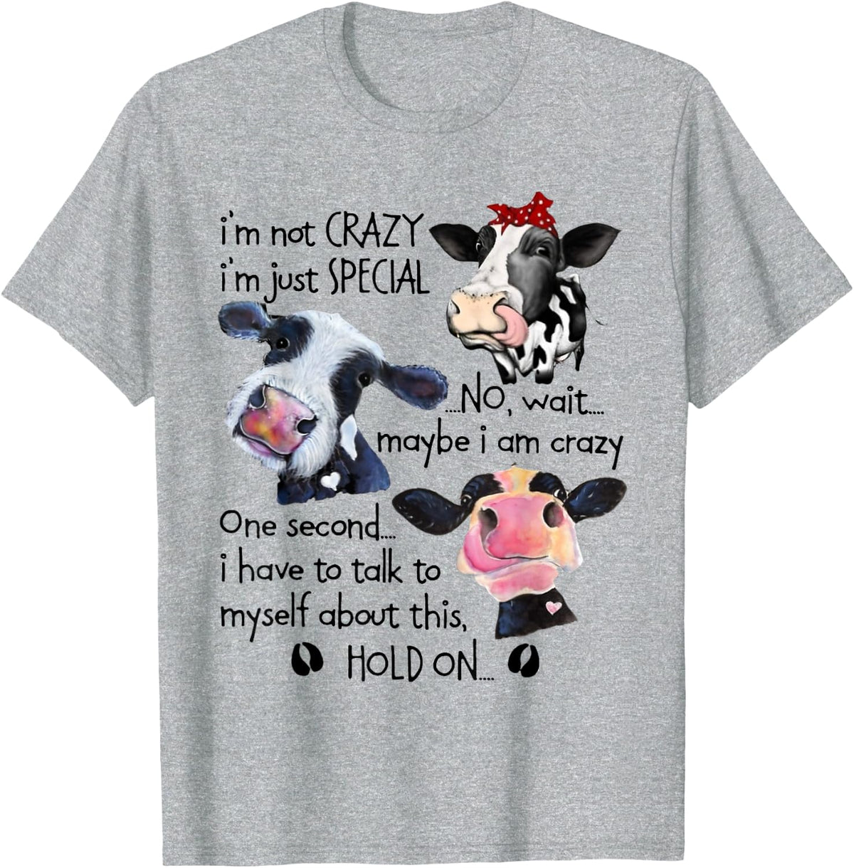 Cows I Am Not Crazy I Am Just Special I Have To Talk To T-Shirt - Heather Grey