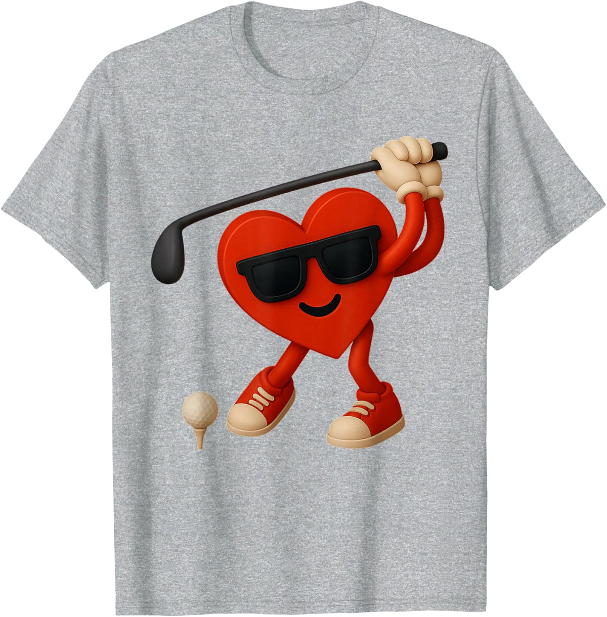Golf Valentines Day Cute Heart Golfer Love Funny Boys Kids T-Shirt - Heather Grey