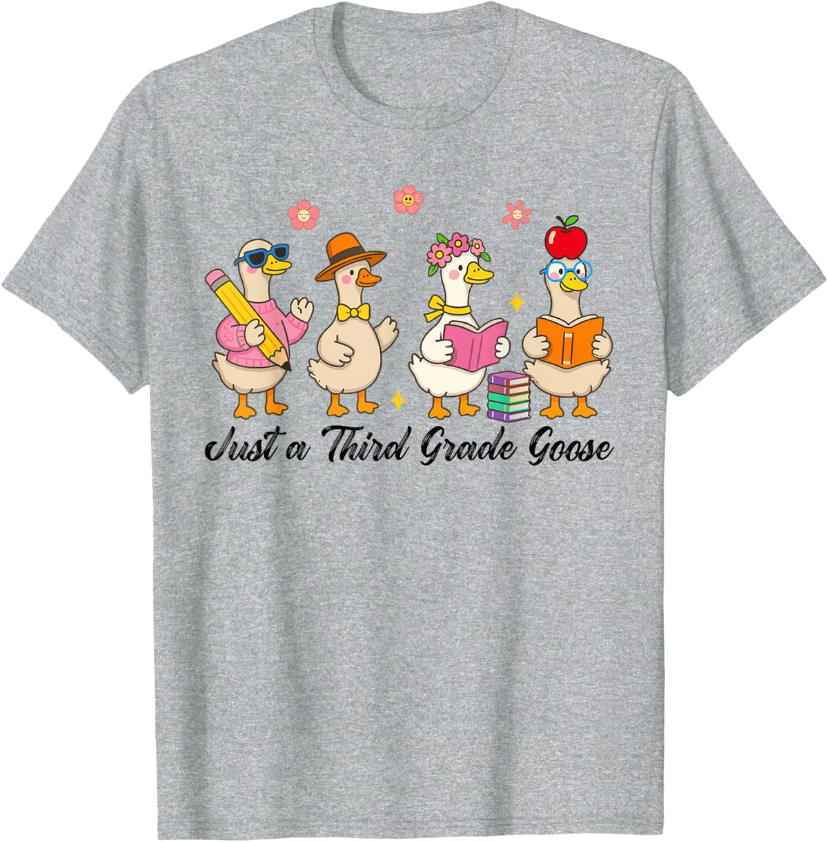 Just A Third Grade Goose Back to School Teacher Girl Kid T-Shirt - Heather Grey