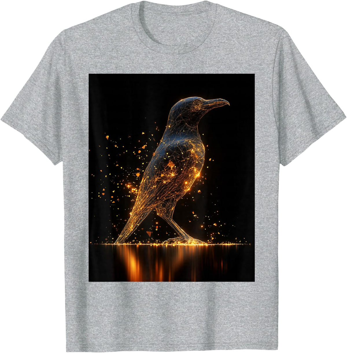 Raven Men Black Gothic Scary Women Goth Black Crow T-Shirt - Heather Grey