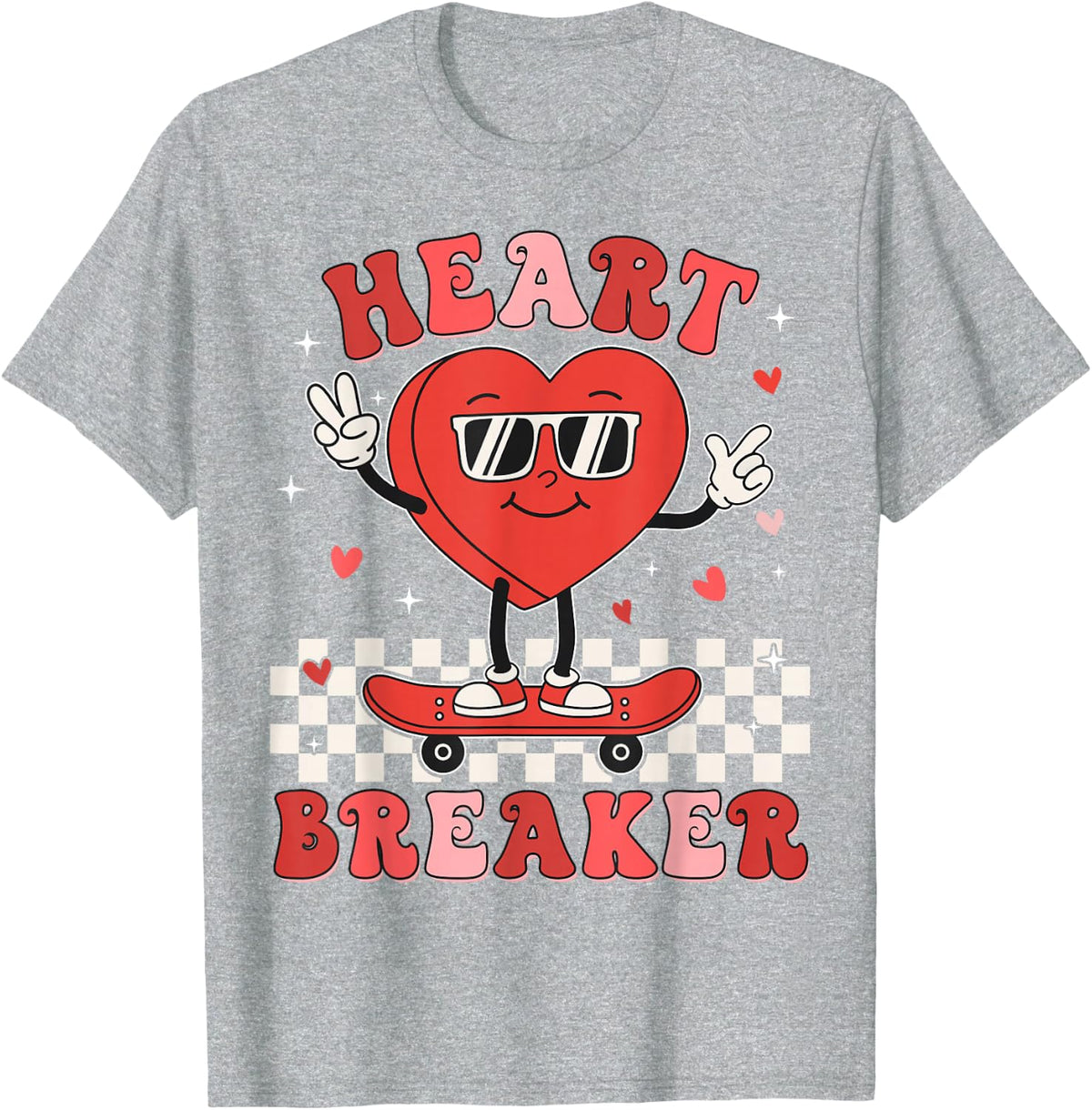 Cute Groovy Valentines Day Funny Valentine Kids Boy Toddler T-Shirt - Heather Grey