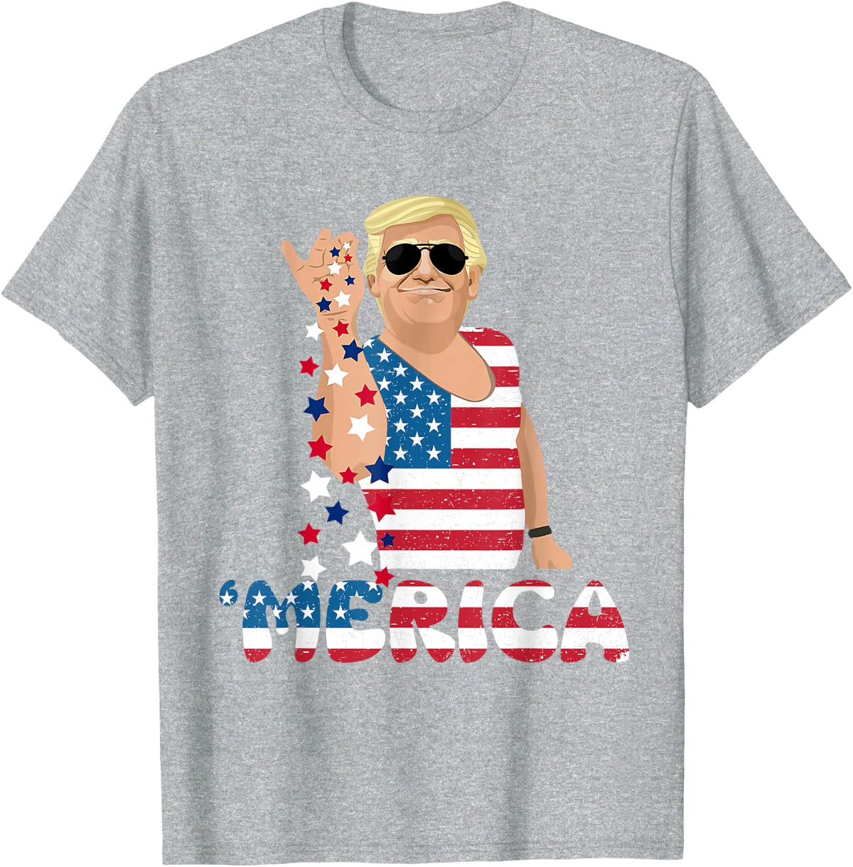 Patriotic Trump 4th of July America Freedom Independence Day T-Shirt - Heather Grey