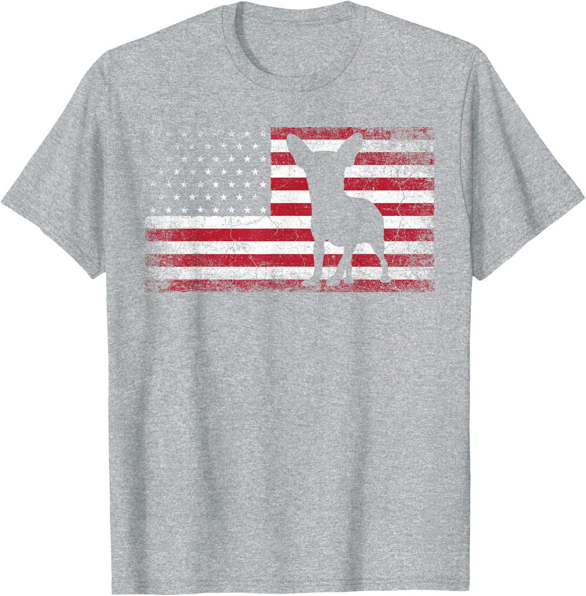 Vintage Chihuahua Dog Lover July 4th American Flag Men Women T-Shirt - Heather Grey