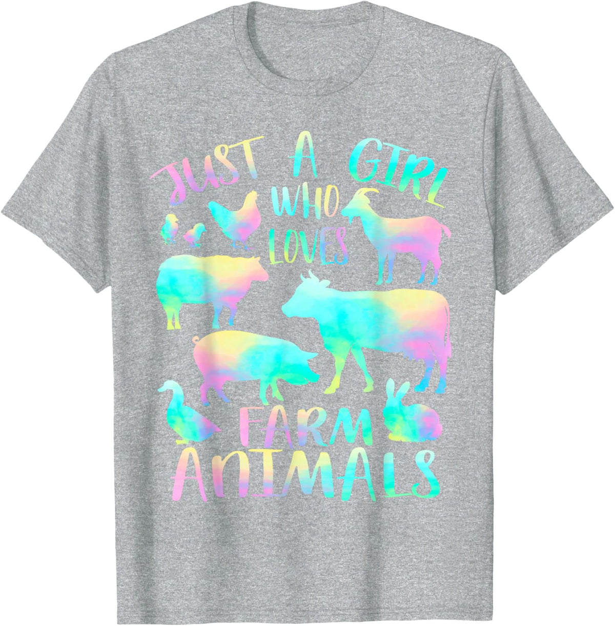 Just a Girl Who Loves Farm Animals - Cows Pigs Goats Lover T-Shirt - Heather Grey