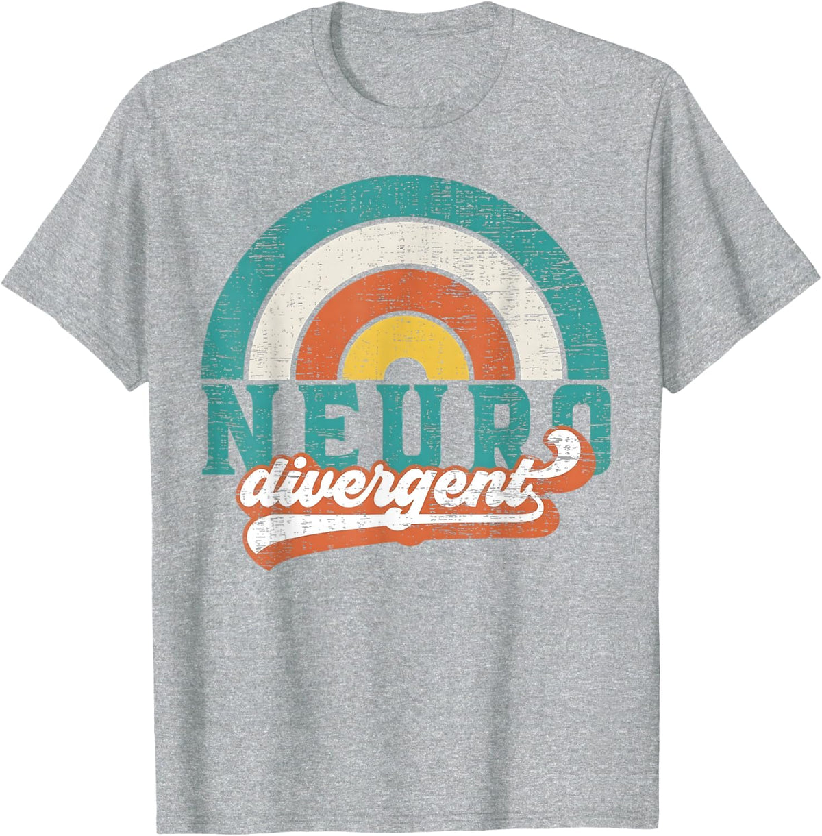 Retro Neurodivergent Pride for ADHD and ASD Awareness T-Shirt - Heather Grey