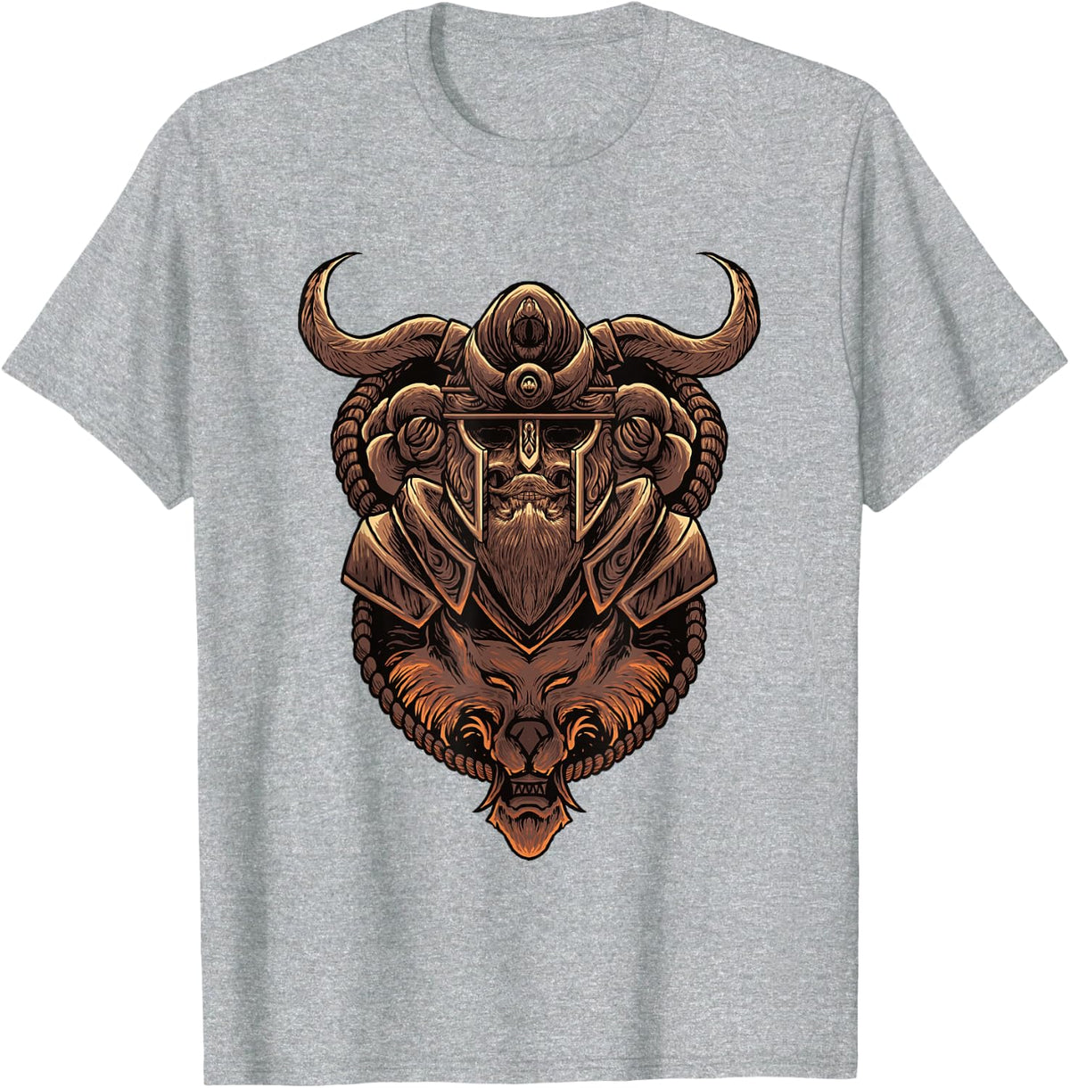 Bearded Viking Warrior Valhalla Norse Mythology Norway Gift T-Shirt - Heather Grey