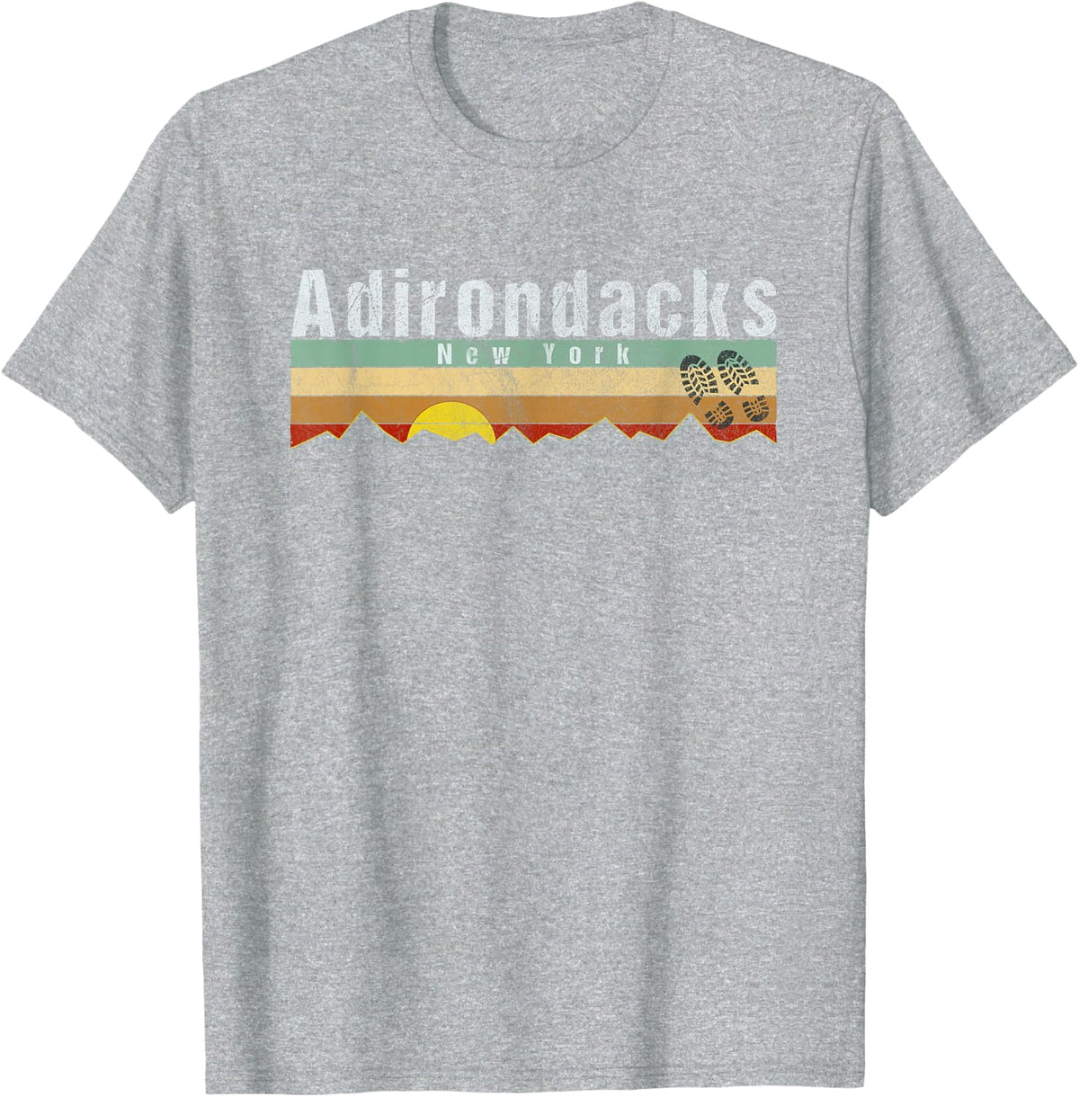 Vintage Adirondacks Hiking Gift T-Shirt - Heather Grey