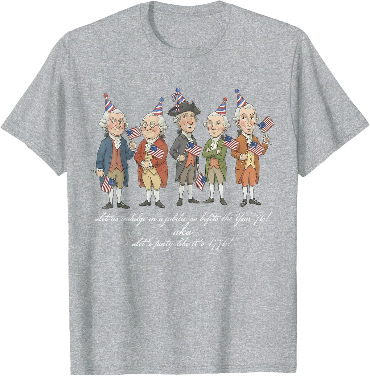 Funny History Teacher Shirts Founding Fathers Fan Club 1776 2026 Tees T-Shirts - Heather Grey