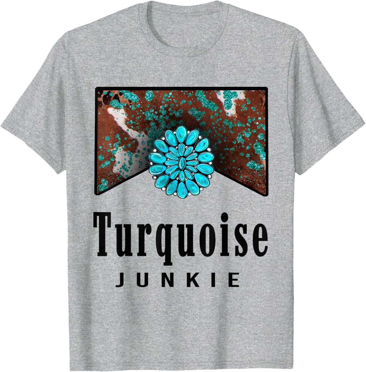 Turquoise Junkie Western Retro Turquoise Gemstone Lovers T-Shirt - Heather Grey