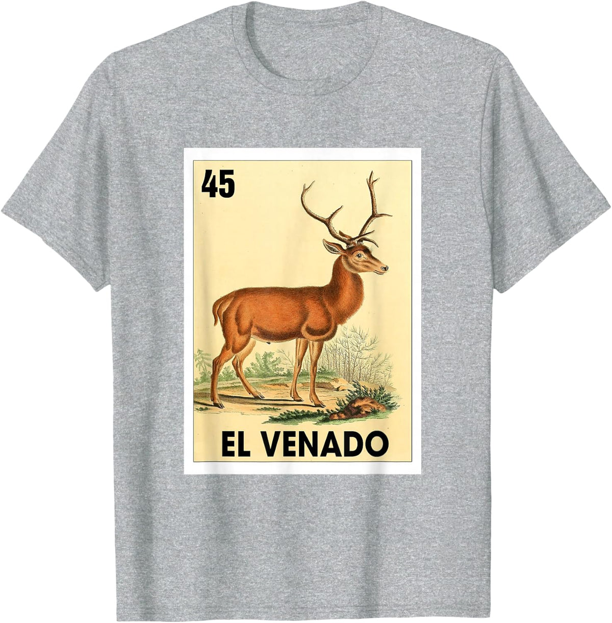 El Venado The Deer Mexican Bingo Card Deer Lovers Spanish T-Shirt - Heather Grey
