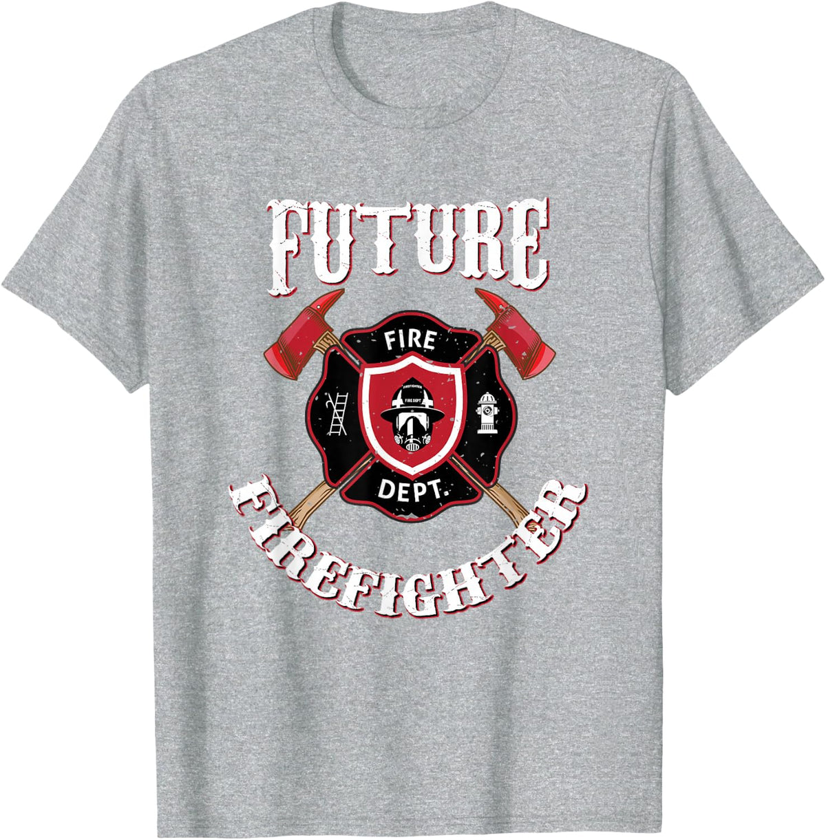 Future Firefighter Firefighter Fire Engine T-Shirt - Heather Grey
