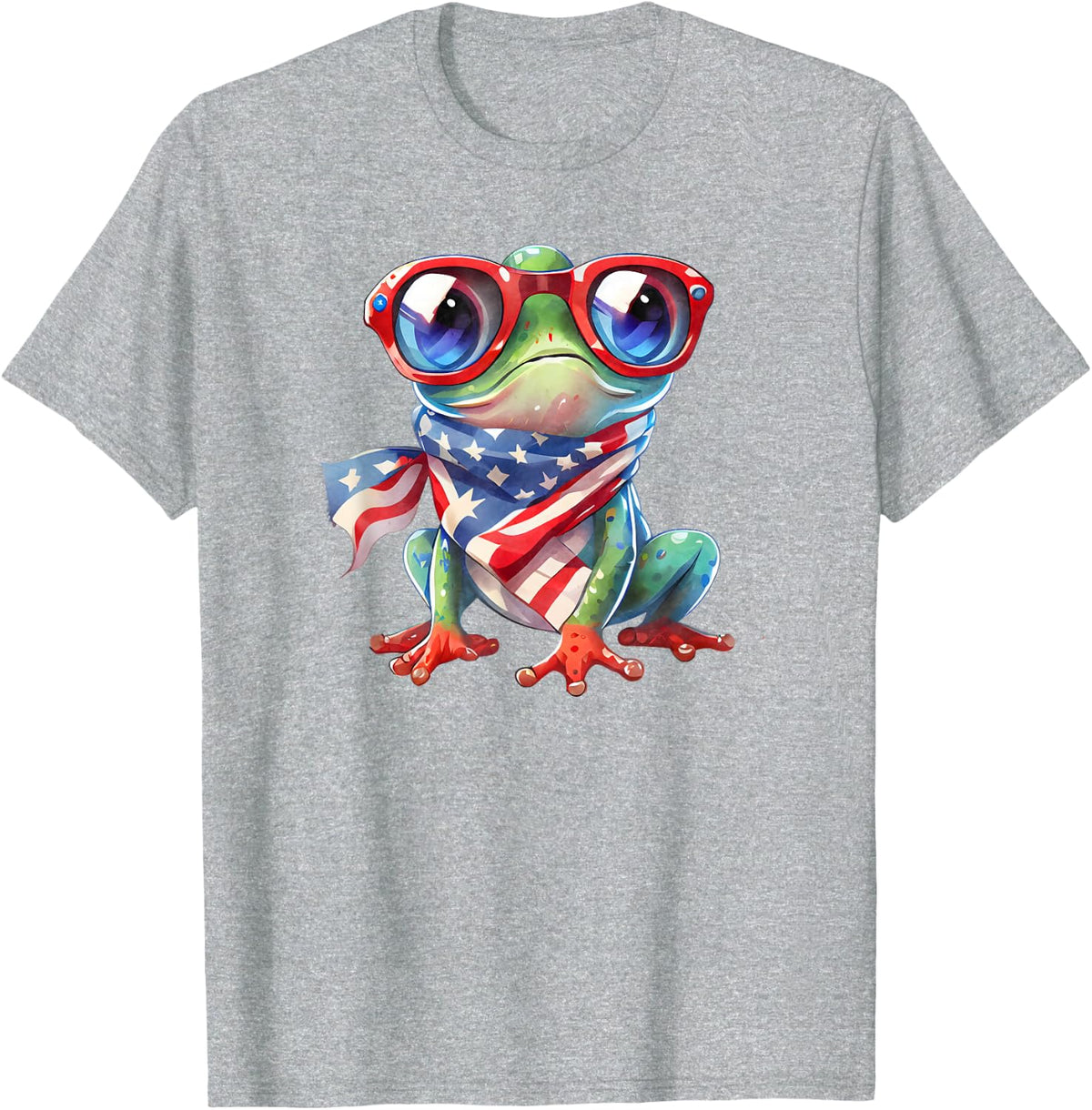Funny patriotic frog for Fourth of July T-Shirt - Heather Grey