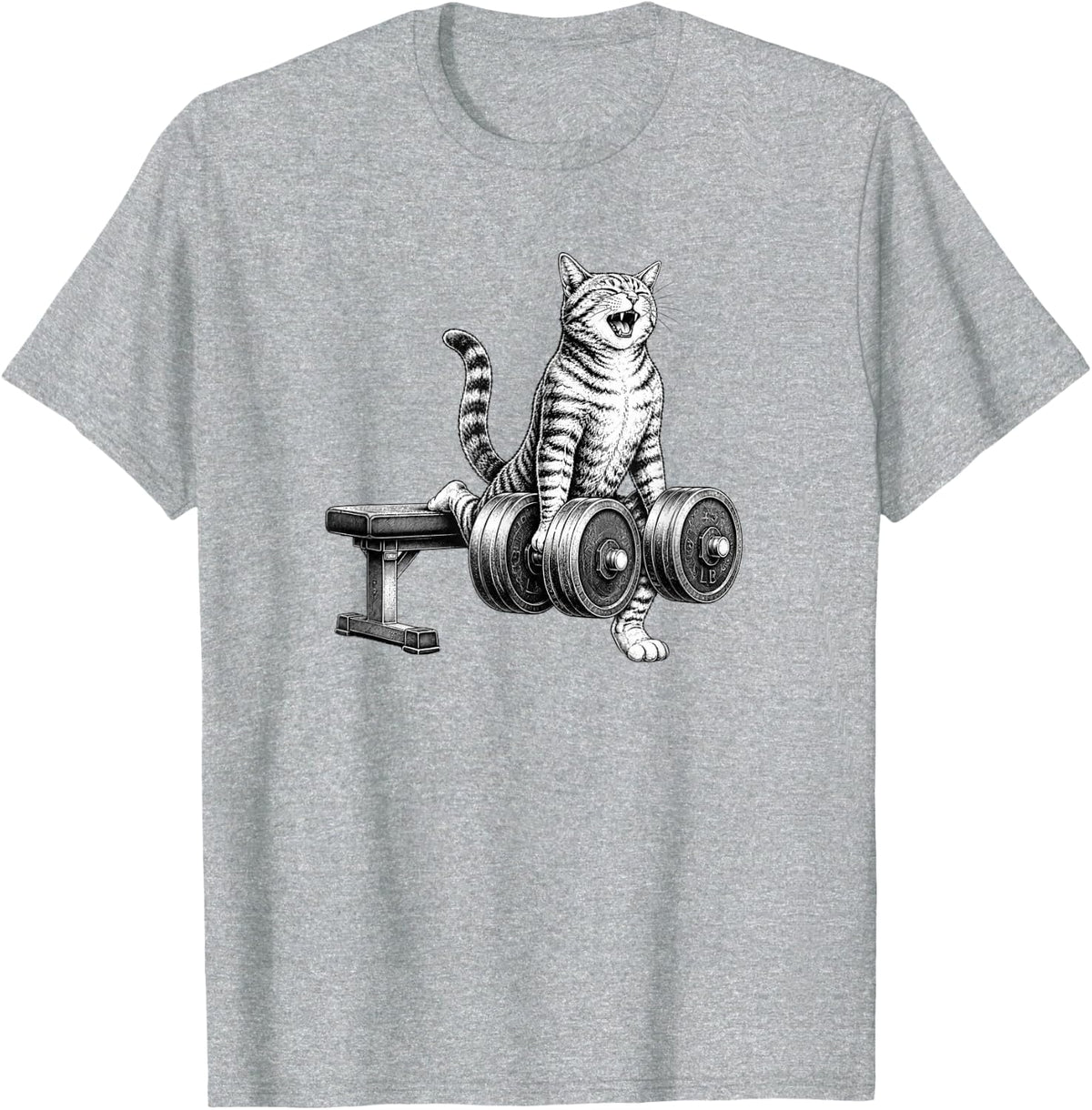 Funny Cat Gym Workout Bulgarian Split Squat Meme Pump T-Shirt - Heather Grey