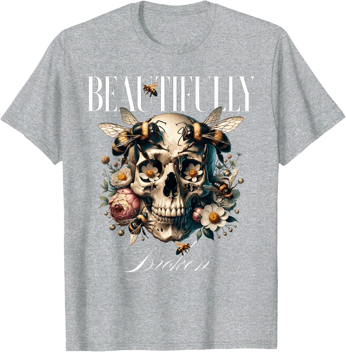 Beautifully Broken Tshirt for Men Women Vintage Retro T-Shirt - Heather Grey