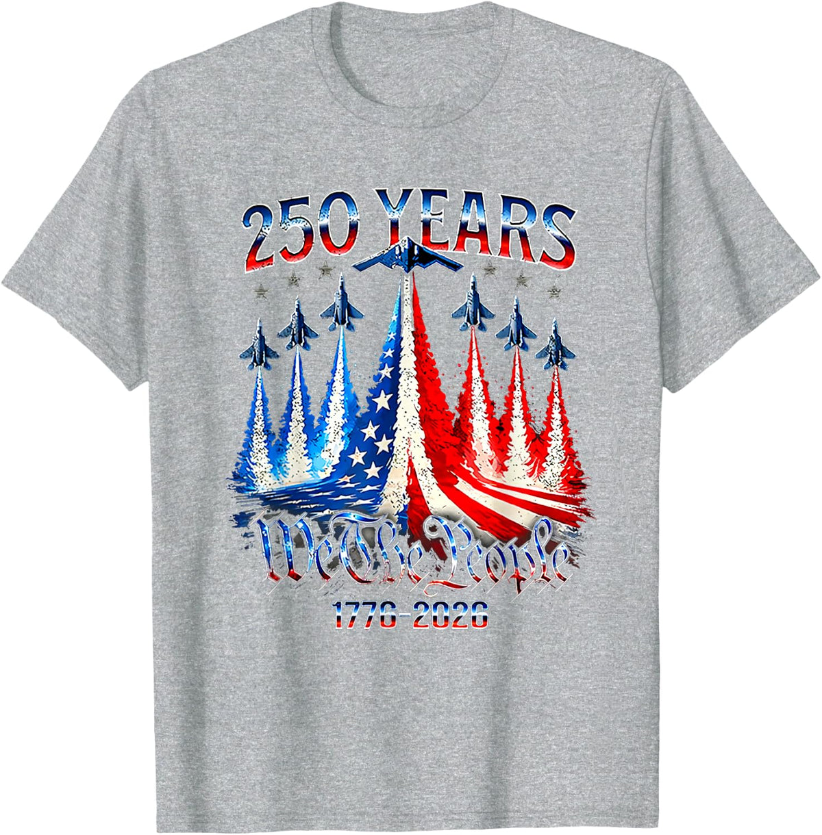 250th Anniversary 250 Year America Freedom Air Jets T-Shirt - Heather Grey
