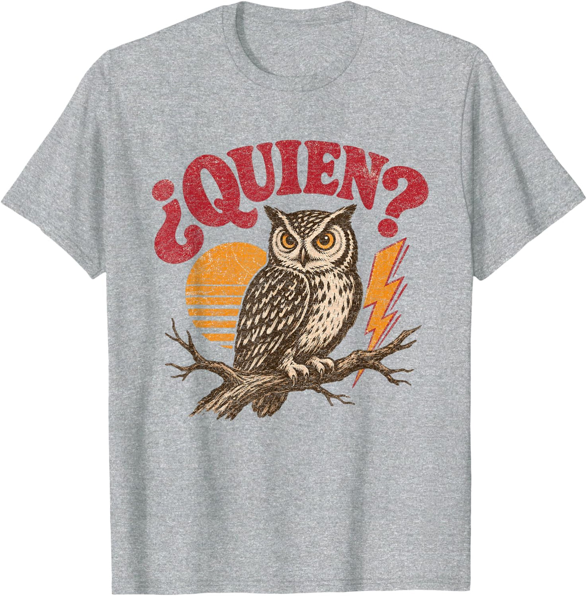 Quien? Who? Funny Spanish Teacher Owl Pun T-Shirt - Heather Grey